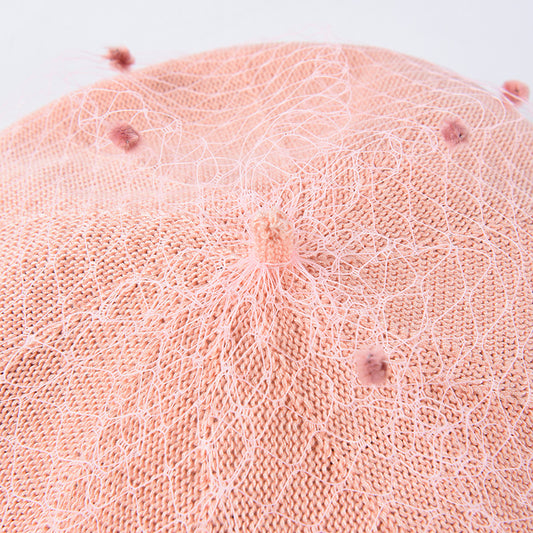 Versatile Vintage Mesh Beret Lightweight, Solid-color Cap For Spring And Summer