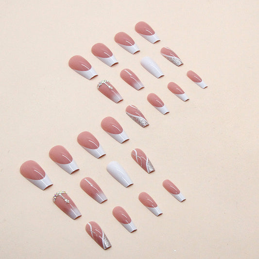 Mid-length White French Nail Sticker