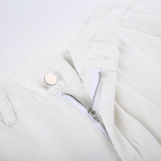 Leg-high Waist Straight Tubular Casual Frock Trousers