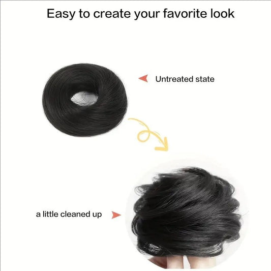 Female Hair Loop Simulation With Fluffy Wig And Rubber Band