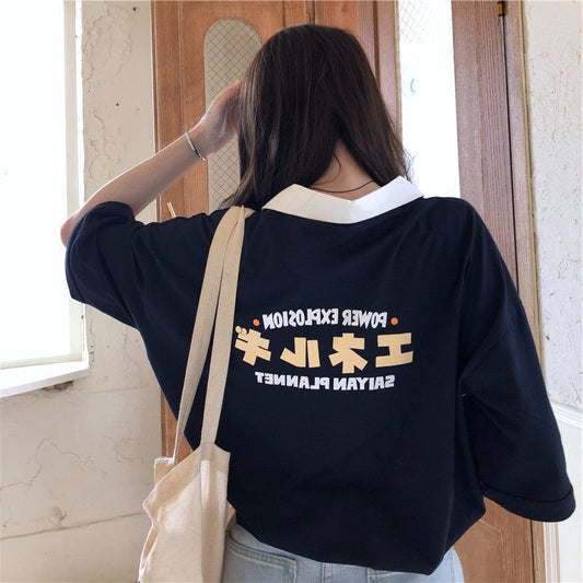 Soft Girl Polo Shirt Japanese Girl Short-sleeved T-shirt