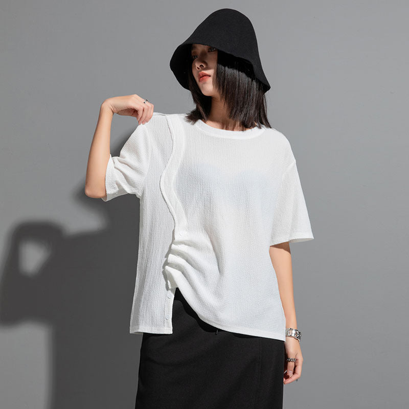 Loose-fitting, Versatile Women's Short-sleeved Pullover Top