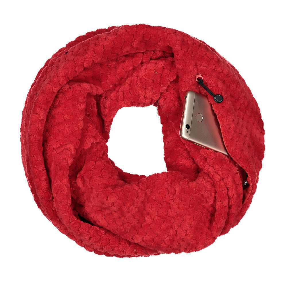 Warm Scarf Unlimited Zipper Travel Pocket Bib
