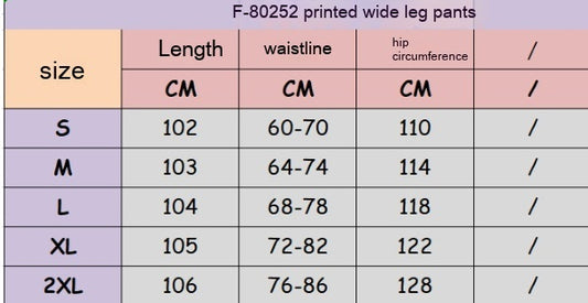 Elastic Printing High Waist Casual Wide Leg Pants With Pockets