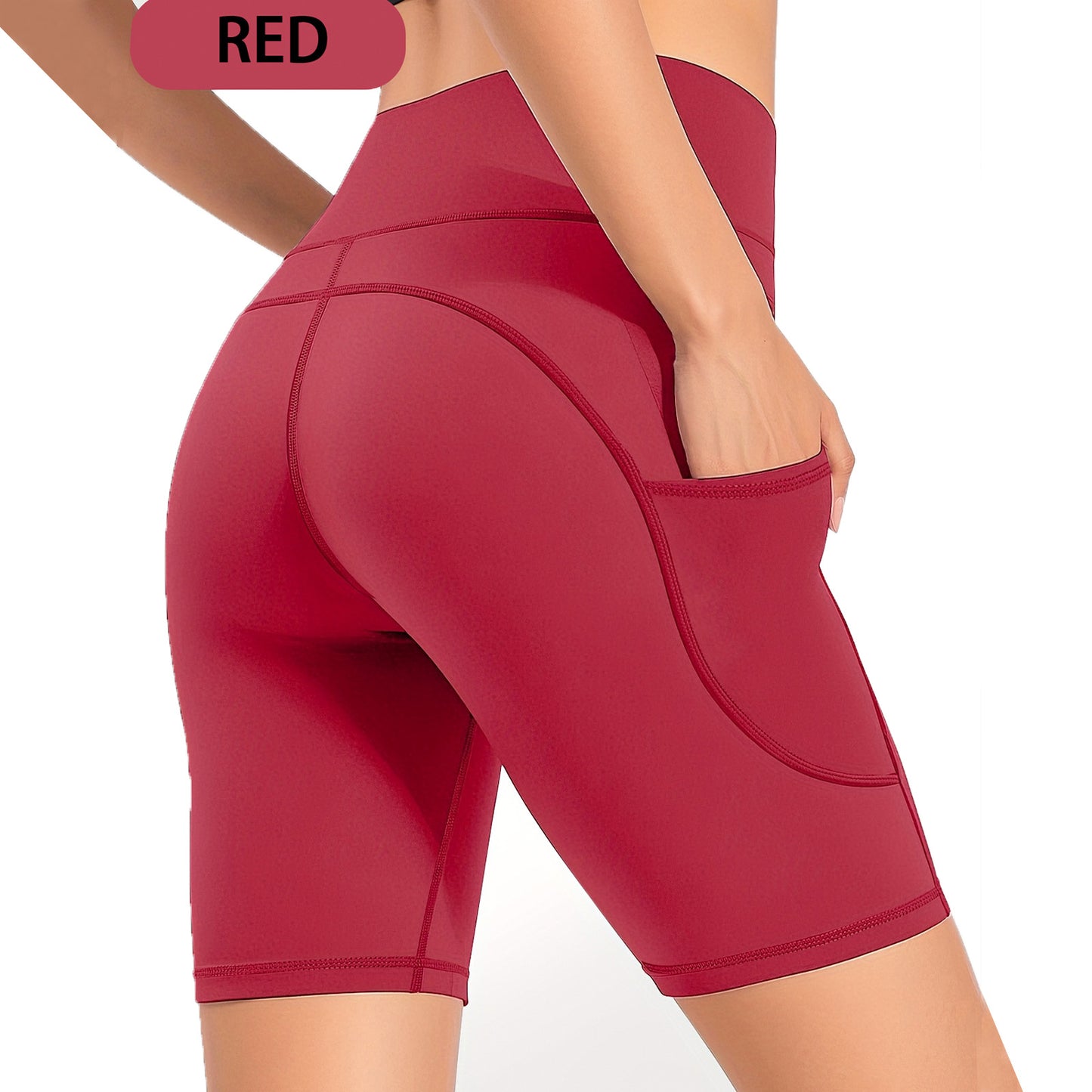 Nude Feel Five Points Yoga Pants Women's Pocket Cycling Pants