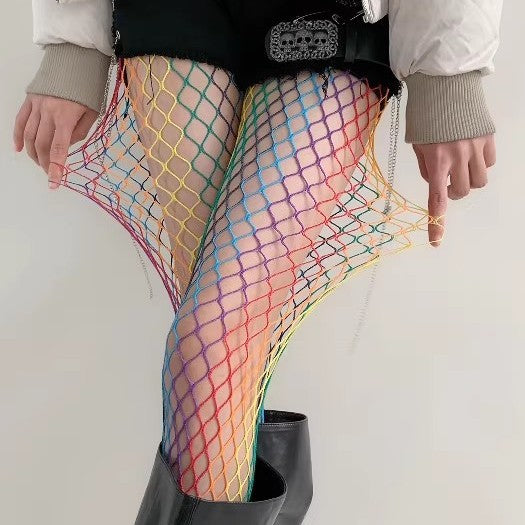 Gradient-colored Hollow-out Mesh Stockings