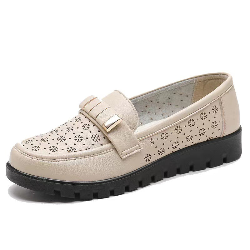 Women's Summer Hole Ventilation Soft-soled Leather Shoes