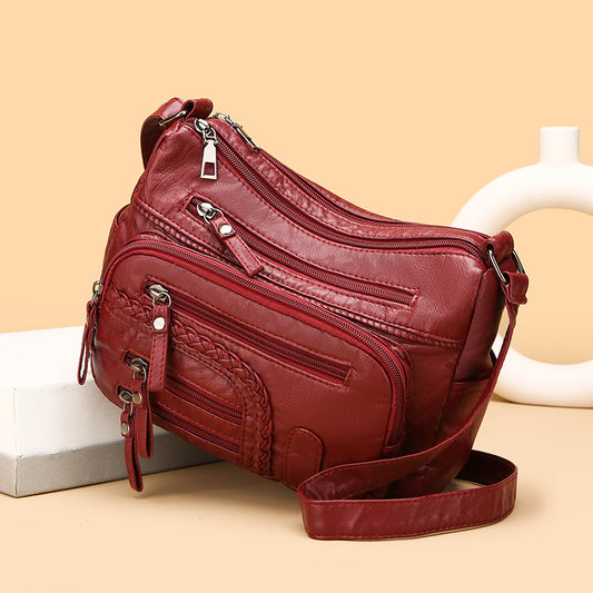 Soft Leather Leisure Change Mom Travel Shoulder Messenger Bag
