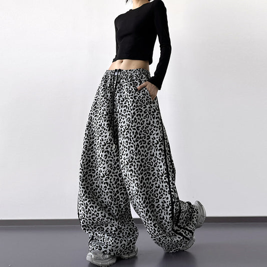 Womens High-waisted Casual Wide-leg Pants