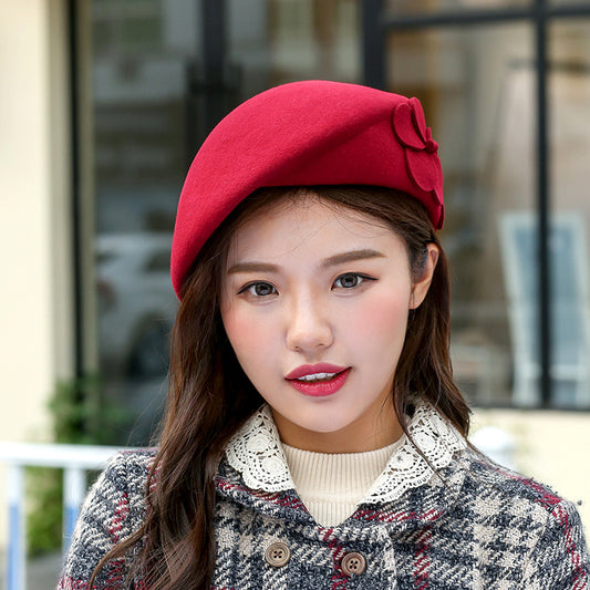 Beret Women's Winter Sheep Felt Hat