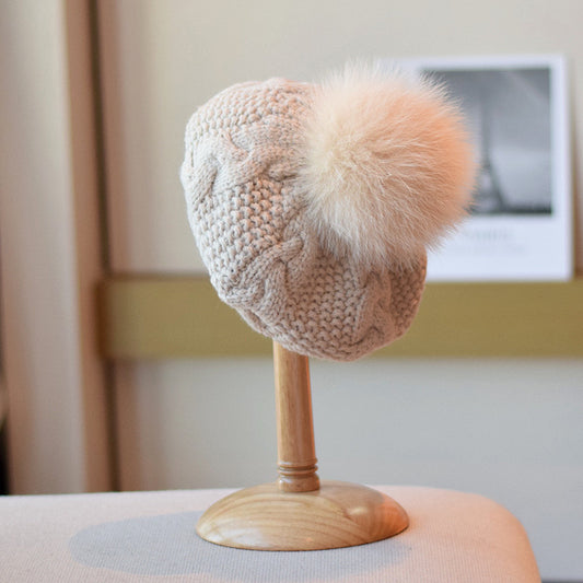 Wool Knitting Artist Autumn And Winter Fried Dough Twists Pattern Warm Wool Hat