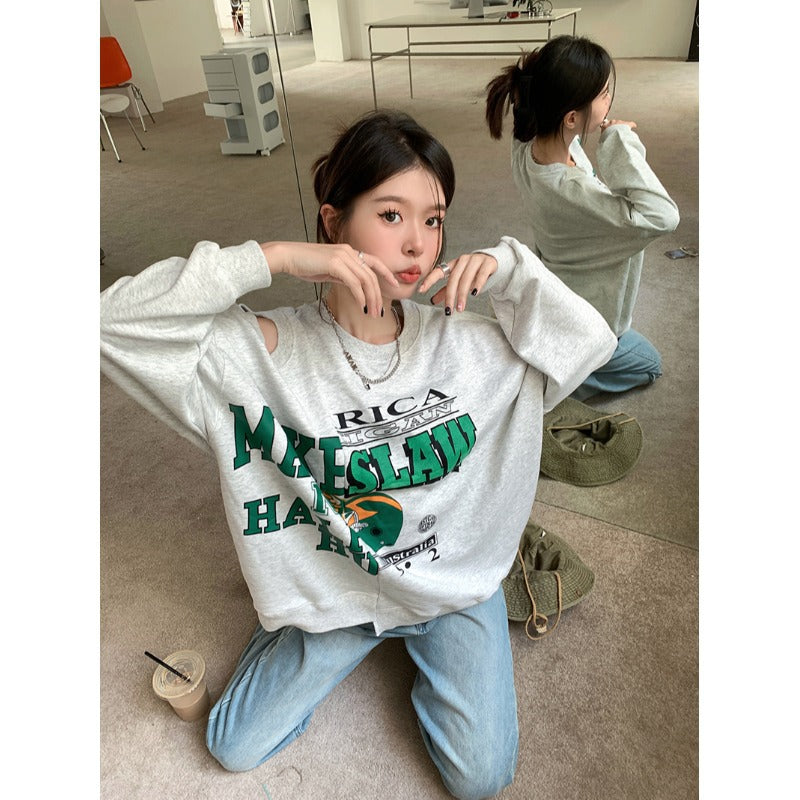 Women's Grey Sweatshirt With Niche Design