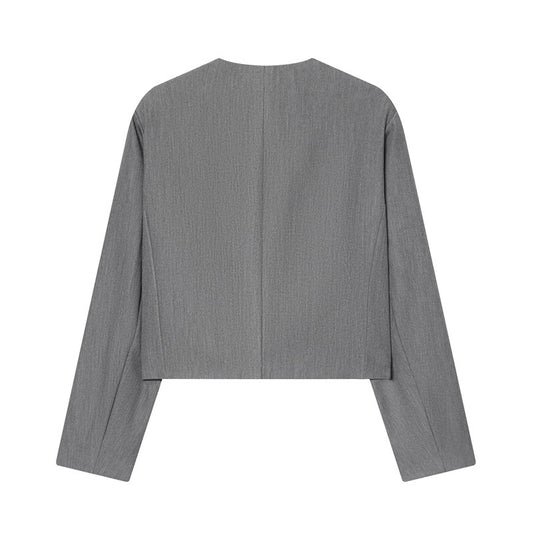 Women's Elegant Round-neck Cropped Blazer