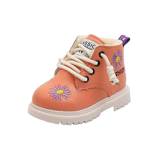 Children's Short Girls Plus Cashmere Martin Boots Soft-soled Large Cotton
