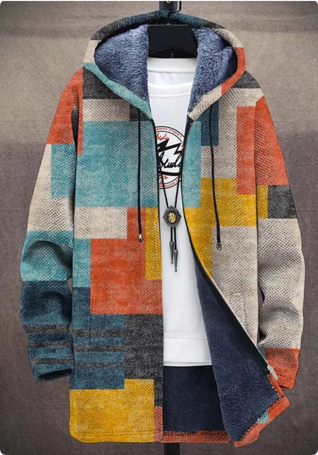 Men's Winter Printed Plush Lining Thick And Windproof