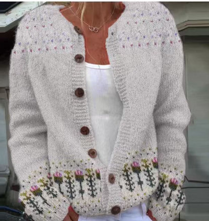 Cardigan Color-blocked Loose-fitting Fashionable Knitwear