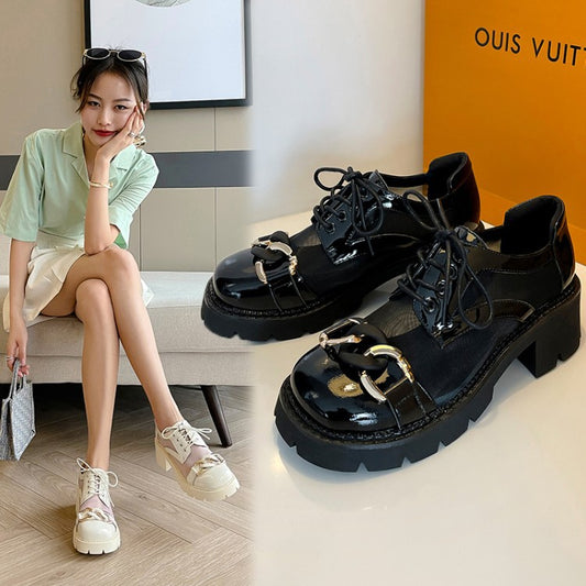 Mesh Hollow Round Toe Color Matching Platform Women's Shoes