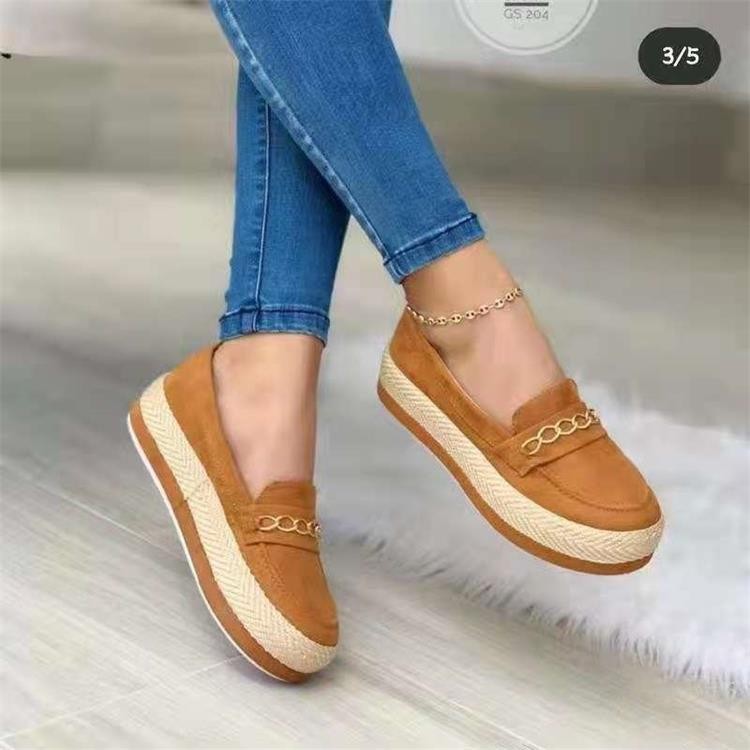 Small Metal Chain Braided Sole Casual Low-top Shoes