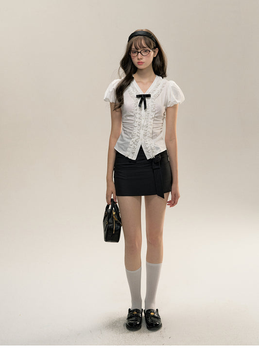 Black Rose Three-dimensional Flower Package Hip Skirt