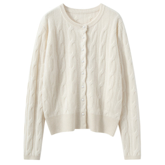 Autumn And Winter New Pure Color Cashmere Women's Knitted Cardigan