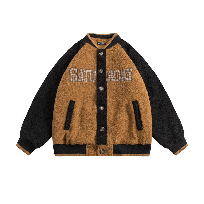 Contrast Color Raglan Sleeve Baseball Uniform Cotton Clothes Couple Wear Retro