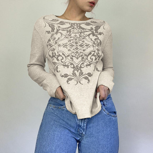 Waffle Round Neck Pullover Temperament Commuter Base