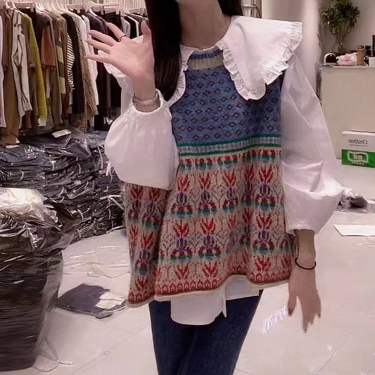 Artistic Retro Vest Sweater Women's Sleeveless Loose Pullover Sweater