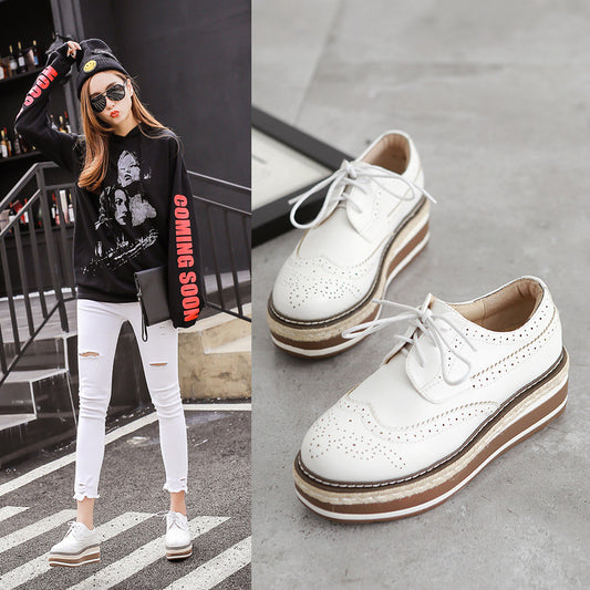Lun Thick-soled Round Toe Mid-heel Women's Platform Platform