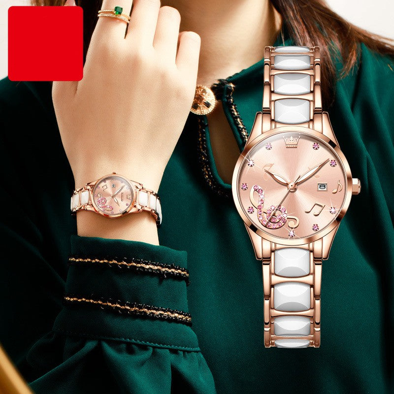 Mode diamantbelagt dame quartz ur