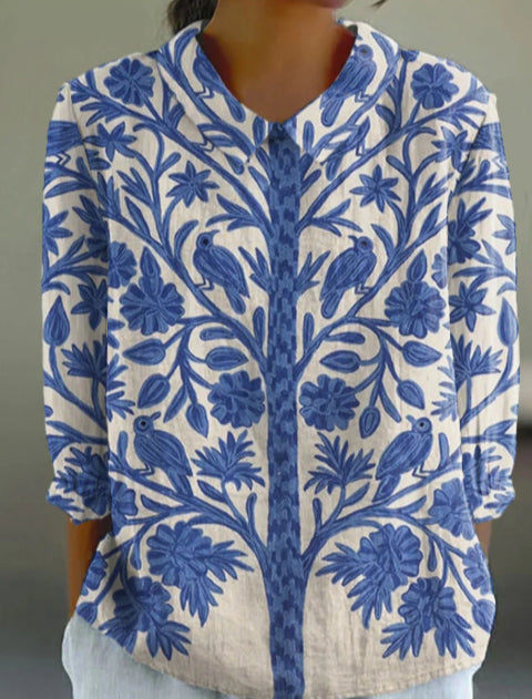 Løs Printet Crew Neck Casual Plus Size Pullover Kortærmet til Kvinder