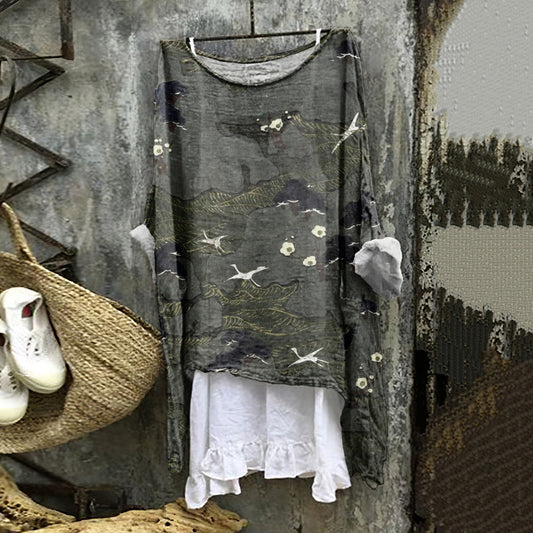 Summer Monsoon Long Sleeve Printed Urban Leisure Pullover Single Top