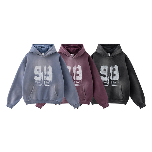 Vintage Vasket Digitaltrykt Fløjlsweater