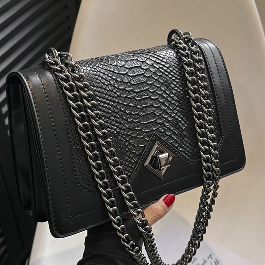 Fashion Snakeskin Pattern Single Crossbody Retro Wine God Shoulder Bag