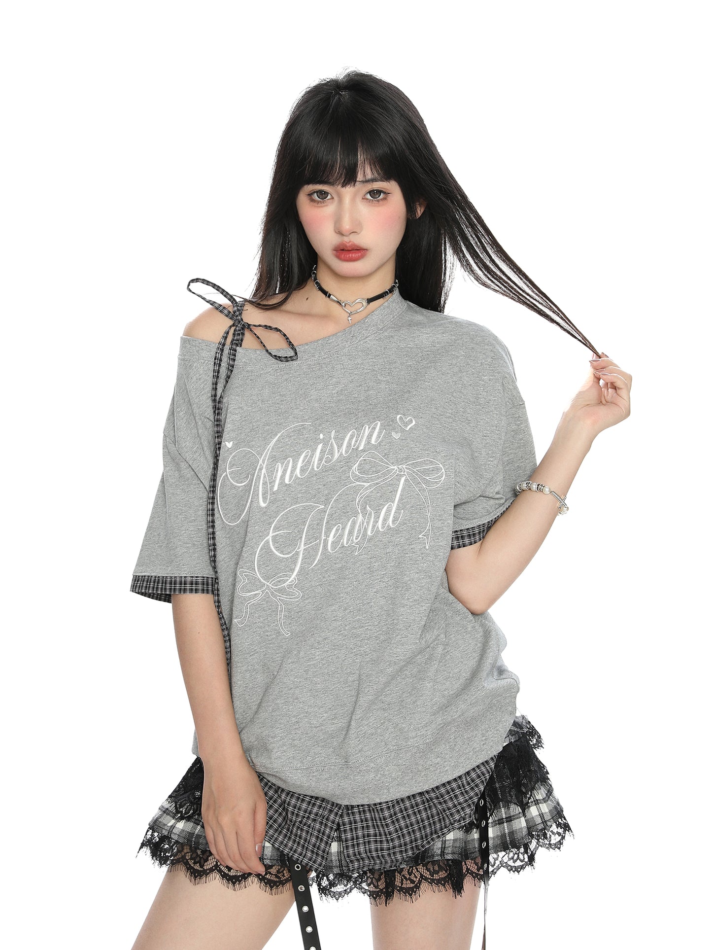 Women's Short-sleeved T-shirt With Bow Letters