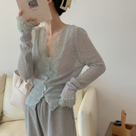 Spring New Arrival Lace Sophisticated Knit Top With A Luxe Texture