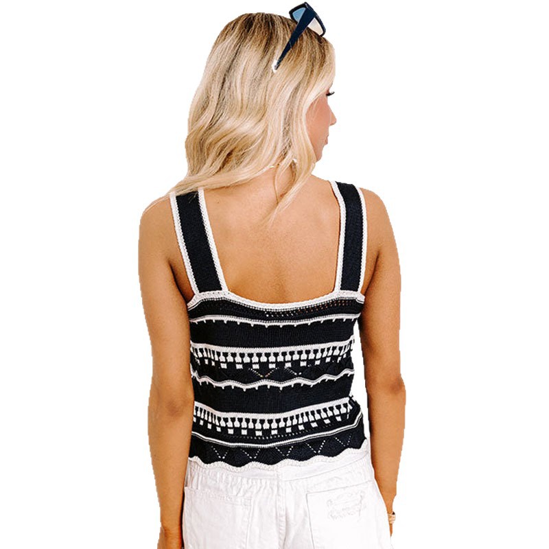 Sexy Hollow-Out Knitted Striped Beach Cover-Up Vest