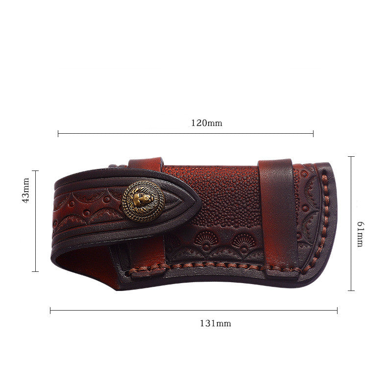 Planted Carved Leather Top Layer Leather Folding Knife Cover