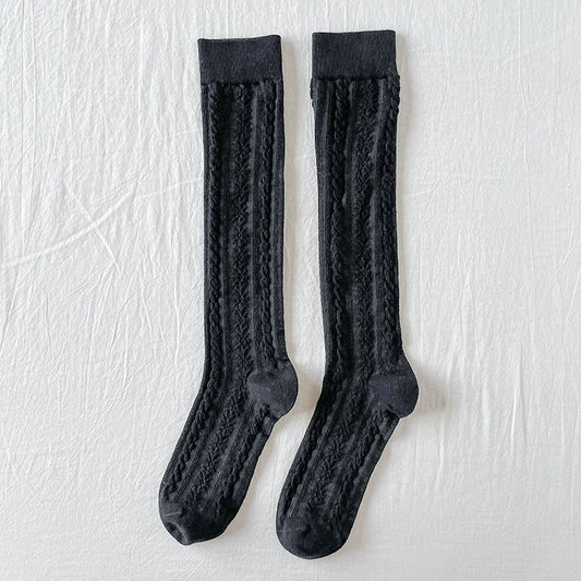 Calf Socks Diamond Grid Vertical Strip Net Stockings Hollow Retro Lolita Spring And Summer Thin Long Tube