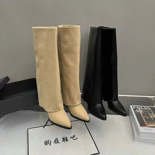 Women's Wide Chunky Heel High Heel Boots