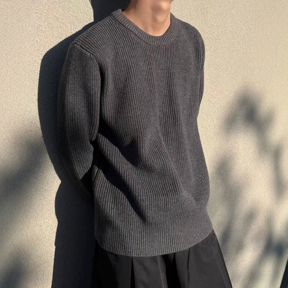 Wool Sweater Foreign Trade Gray Black Round Neck Loose Pullover Knitwear Unisex
