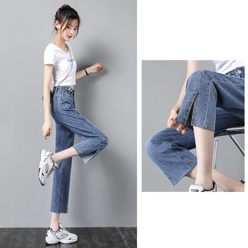 Women's Straight Leg Jeans Thin Section High Waist Wide Leg