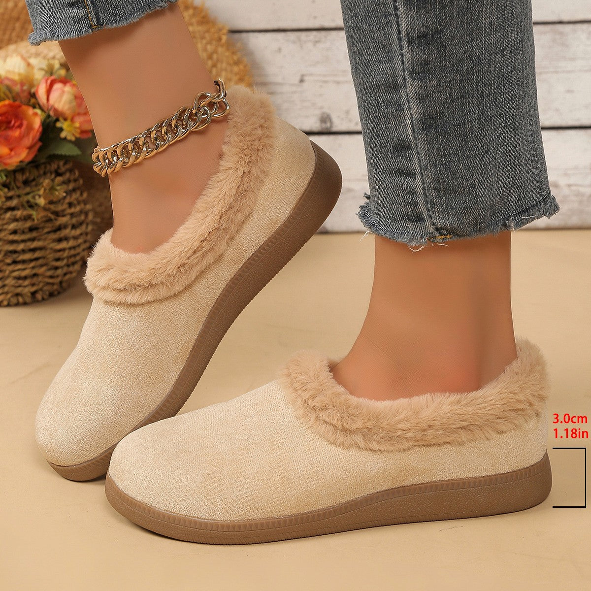 Fur Mouth Thick Bottom Short Snow Boots