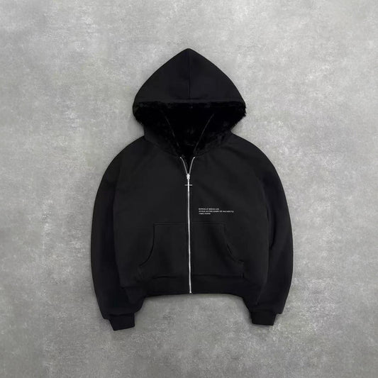 Hooded Hoodie Two Sides Can Wear Vintage Leopard Print Zipper Hoodie
