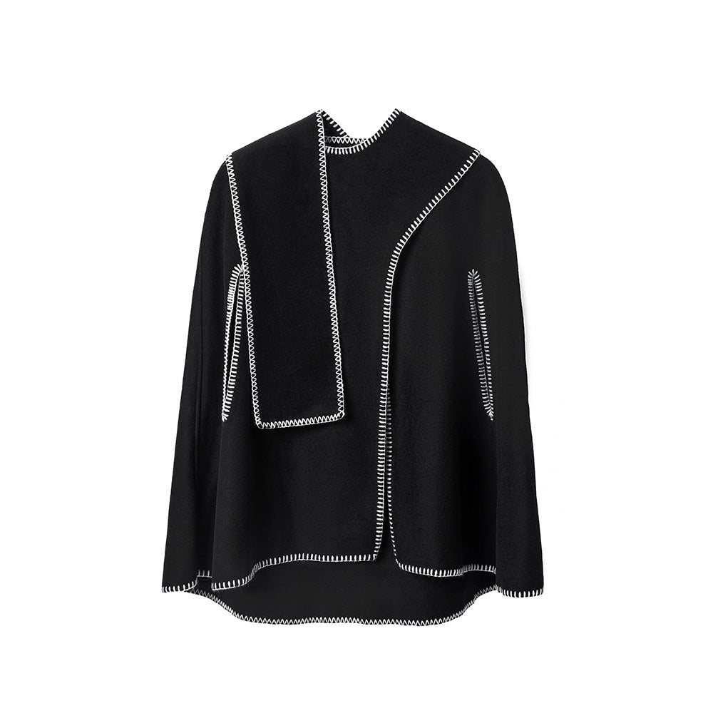 Double-faced Woolen Goods Stitching Cape And Shawl Scarf