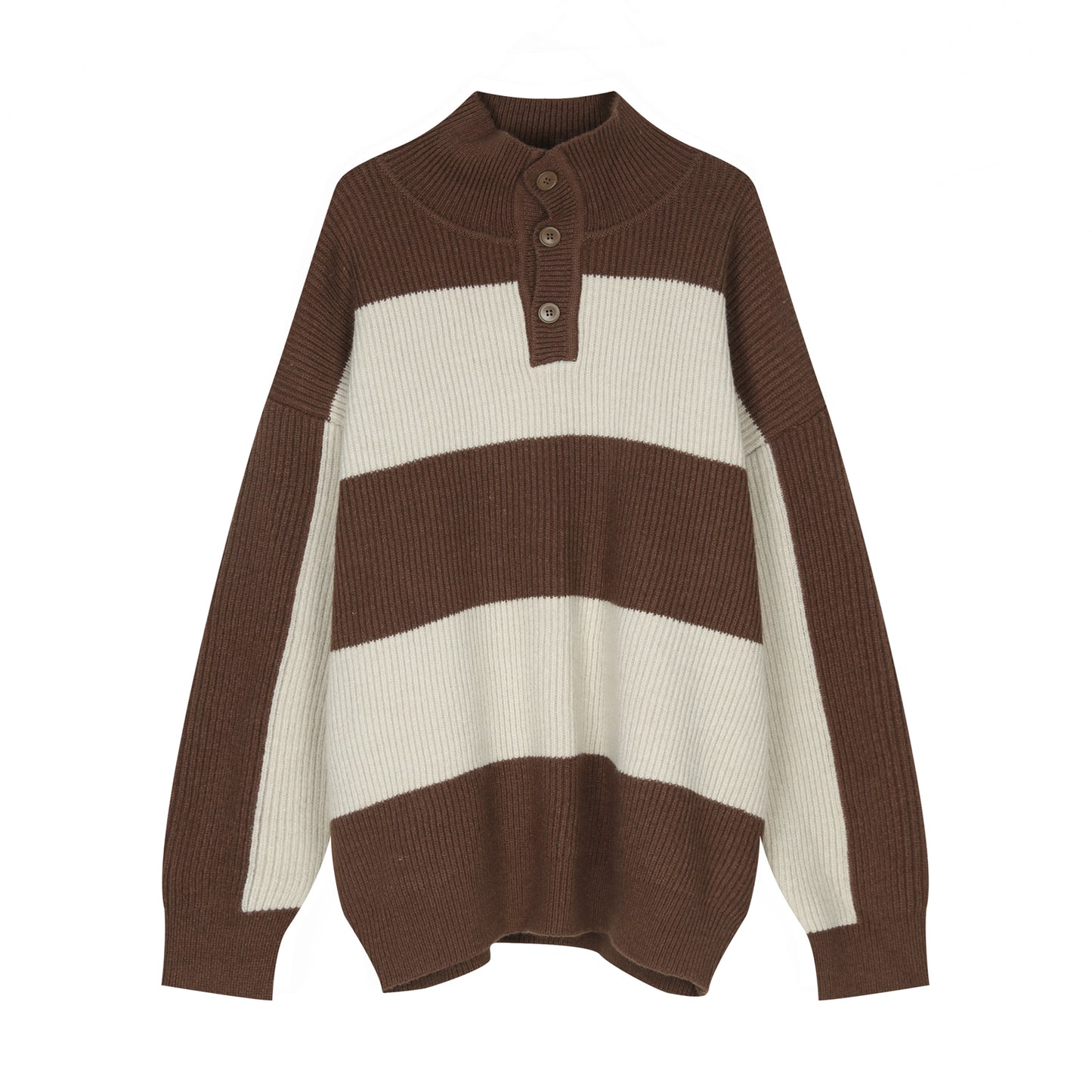Stribet turtleneck sweater til mænd med kontrastfarve, løs pasform, efterår og vinter