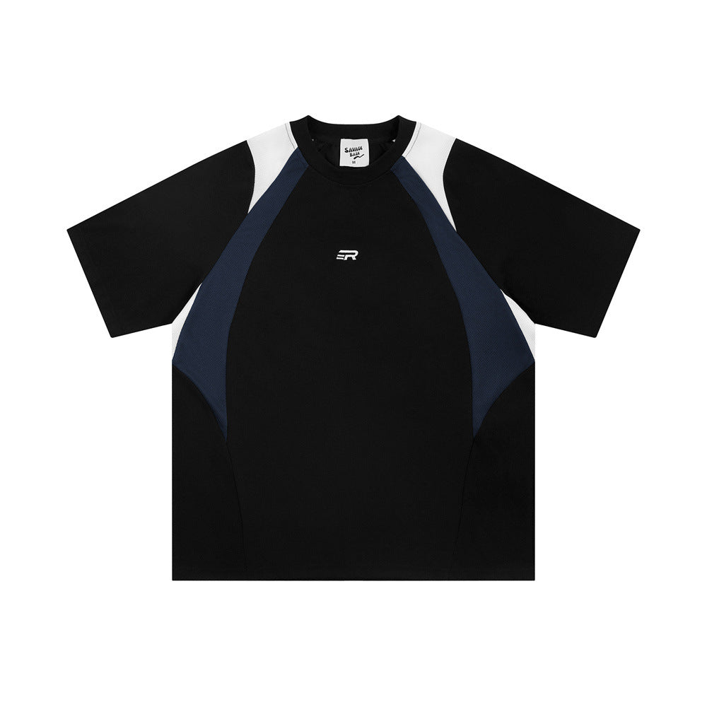 Løstsiddende casual T-shirt til mænd med syninger til sommer