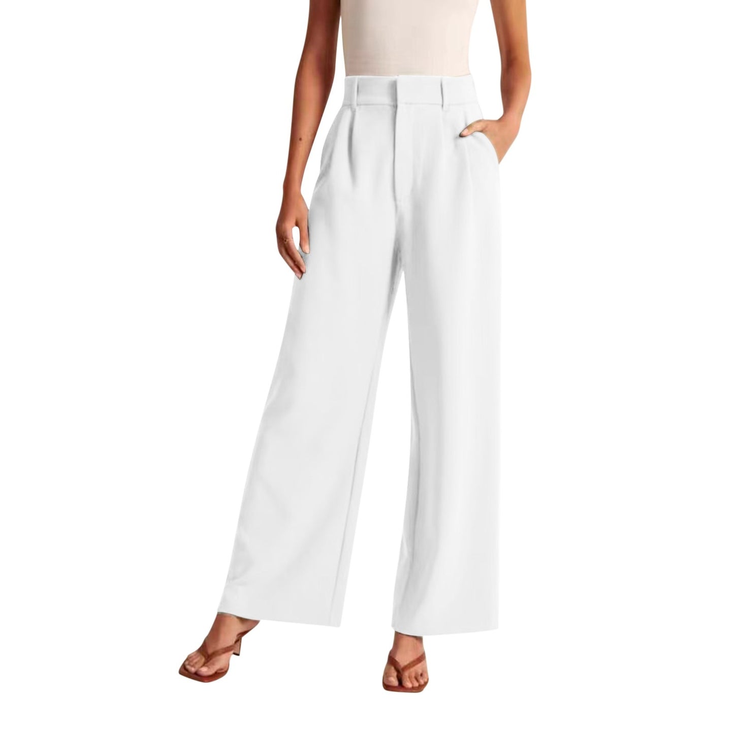 High Waist Wide Leg Pants With Belt Casual Suit
