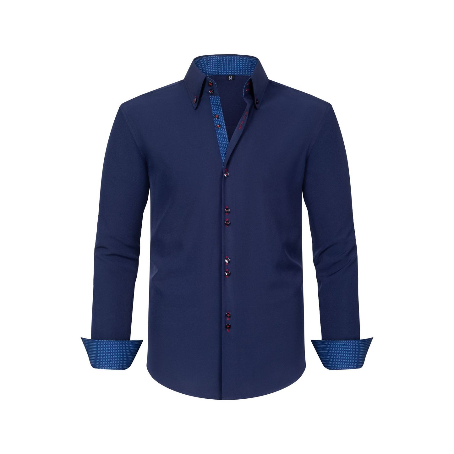 Mens Four-Way Stretch Polka-Dot Colorblock Shirt