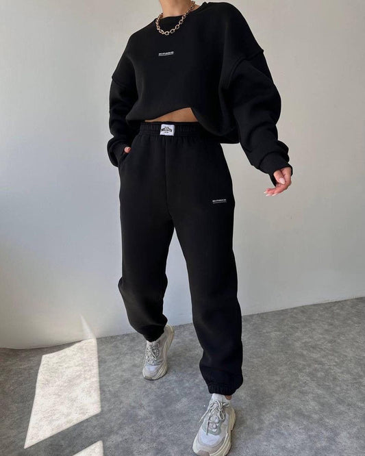 Fashion Casual Round Neck Sweatshirt Pants Set
