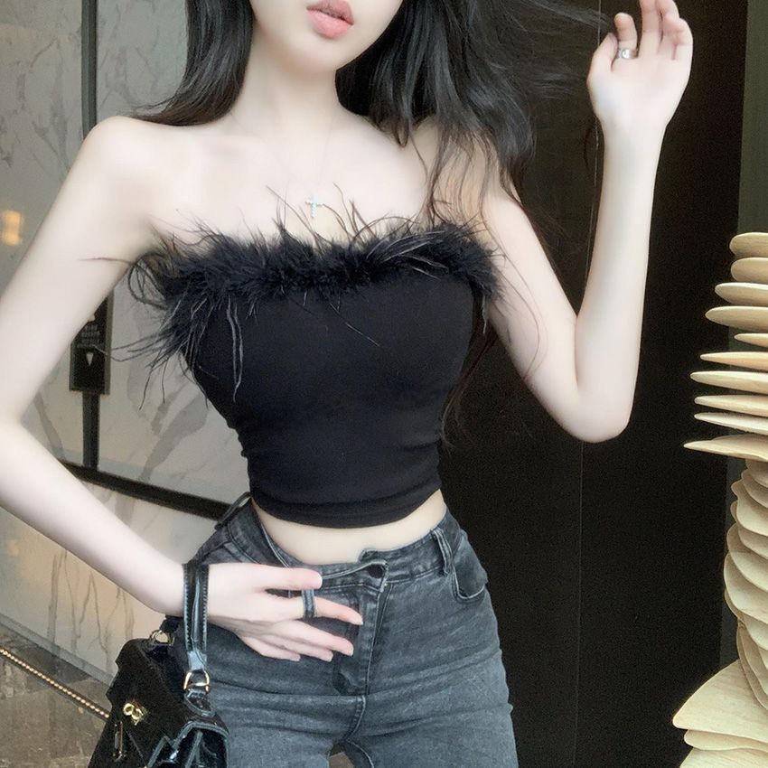 Womens Sexy Spaghetti-strap Tank Top, Shoulder-free Top